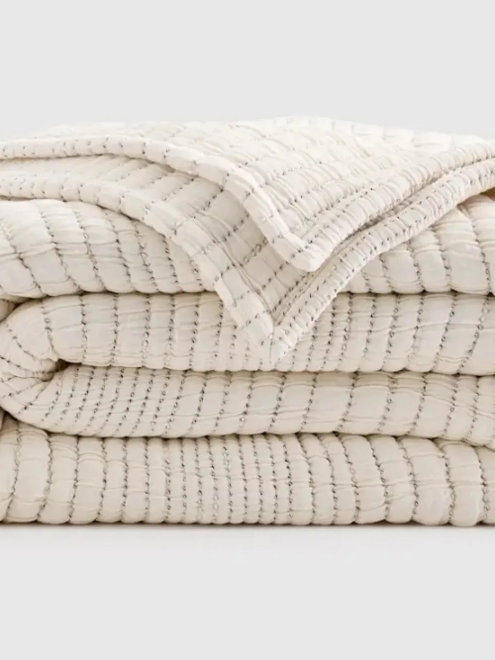 Quince Undyed Organic Cotton Coverlet Channel Stitch - Queen - New Without Tags